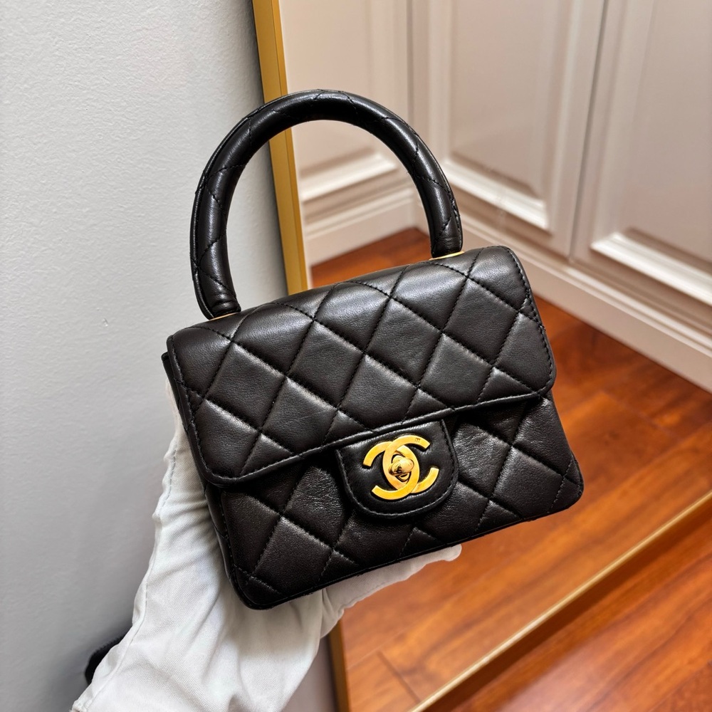 Vintage Chanel Black Quilted Leather mini Handbag